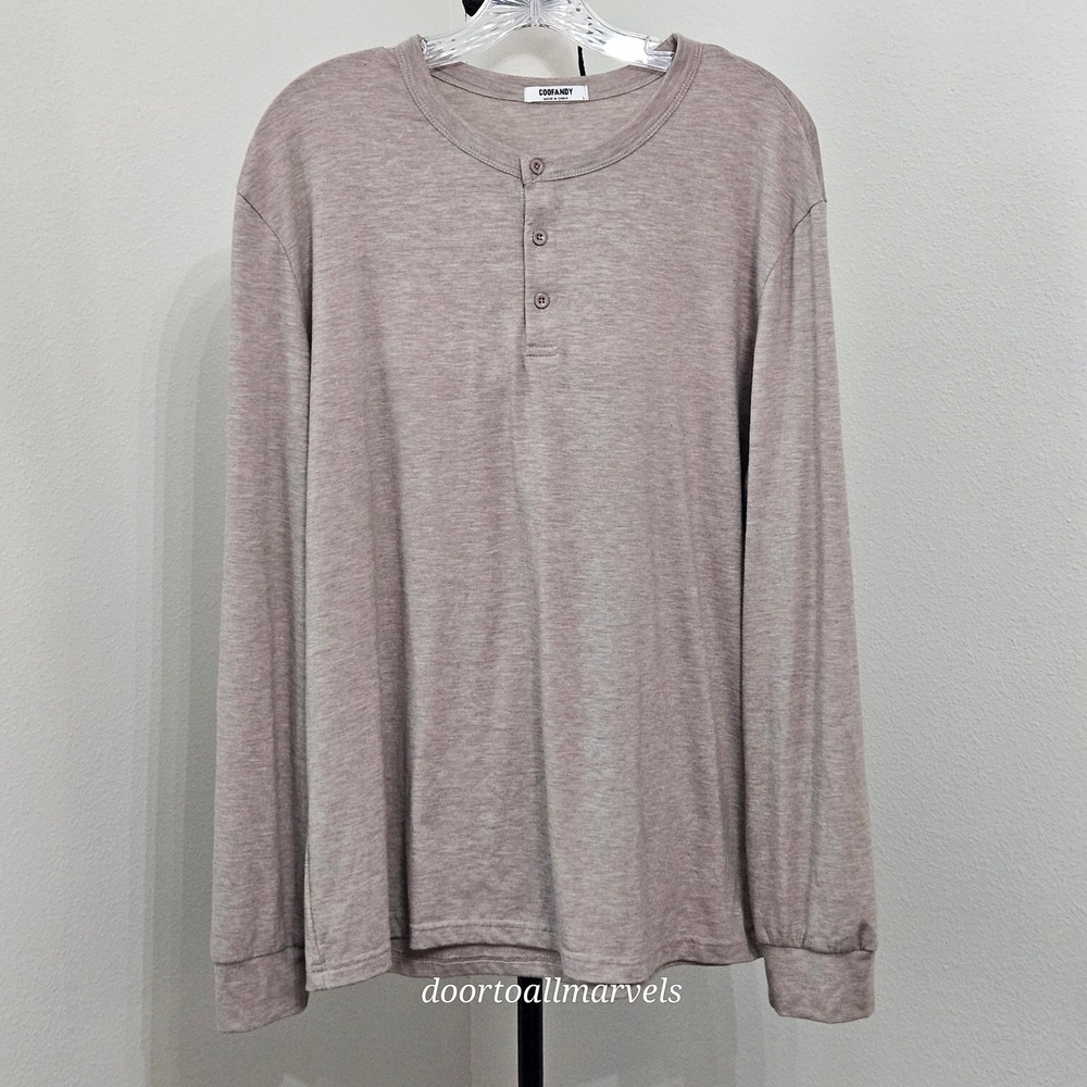 Coofandy Lounge Henley SOFT‎ COMFY Thermal Resort Travel Men sz L